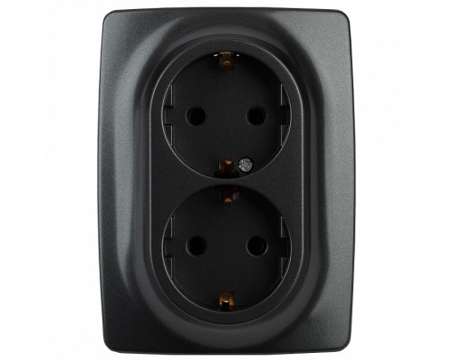 Розетка двойная с заземлением и со шторкой Эра Эра 12 12-2108-05