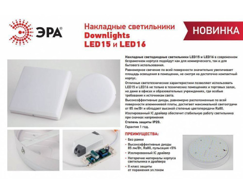 Накладной светильник Эра LED панель Б0054340