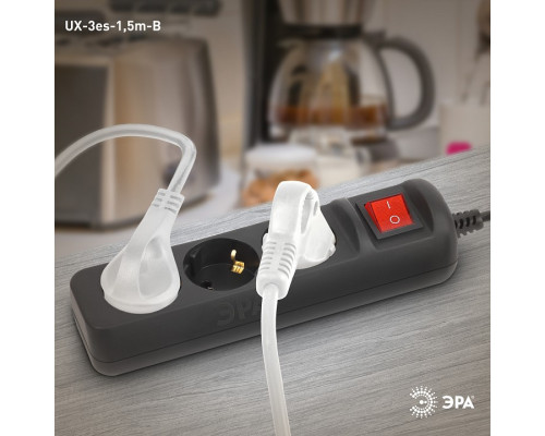 Удлинитель с выключателем Эра  UX-3es-1,5m-B