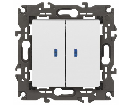 Выключатель двухклавишный с подсветкой без рамки Эра Эра Elegance 14-1105-01М