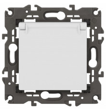 Розетка с заземлением и со шторкой, без рамки с крышкой Эра Эра Elegance 14-2103-01М