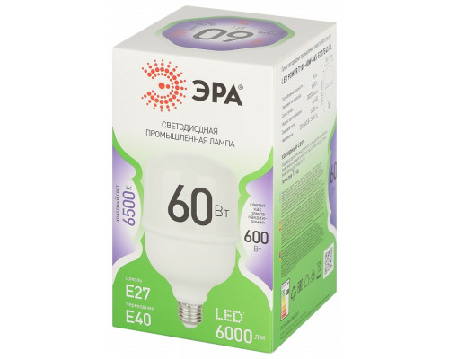 Лампа светодиодная Эра Green Line E27/E40 60Вт 6500K LED POWER T100-60W-865-E27/E40 GL