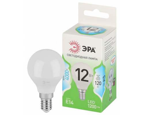 Лампа светодиодная ЭРА Green Line P45 12 Вт 4000 K E14 LED P45-12W-840-E14 GL