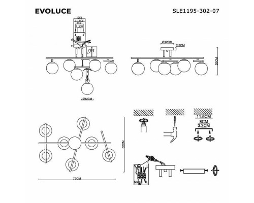Люстра потолочная Evoluce SIERRA 7xE14 SLE1195-302-07
