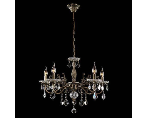 Подвесная люстра Eurosvet Elisha 3281/5 античная бронза прозрачный хрусталь Strotskis 3281/5