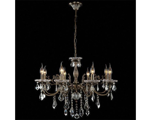 Подвесная люстра Eurosvet Elisha 3281/8 античная бронза прозрачный хрусталь Strotskis 3281/8