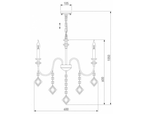Подвесная люстра Eurosvet Telao 10120/5 золото тонированный хрусталь Strotskis Smart (10110/5) 10120/5