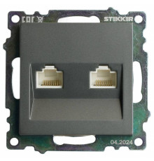 Розетка двойная Ethernet RJ-45 без рамки Stekker Катрин 50008
