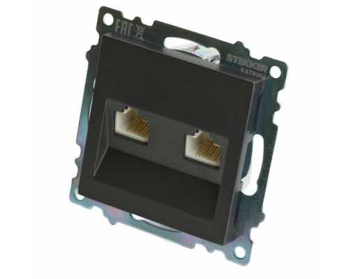 Розетка двойная Ethernet RJ-45 без рамки Stekker Катрин 50008
