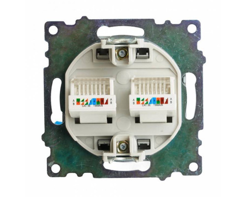 Розетка двойная Ethernet RJ-45 без рамки Stekker Катрин 50008