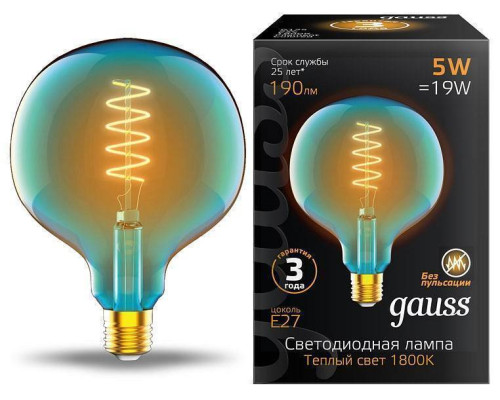 Лампа светодиодная Gauss Colored G45 E27 5 Вт зеленая 1013802105