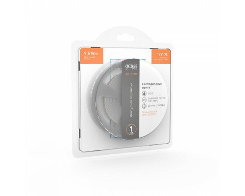 Лента светодиодная Gauss Basic 9.6 Вт/м 12 В IP20 4000 К 5 м BT060