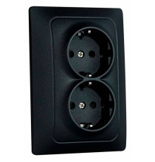 Розетка двойная с заземлением и со шторкой Gusi Electric BRAVO С10Р6-010