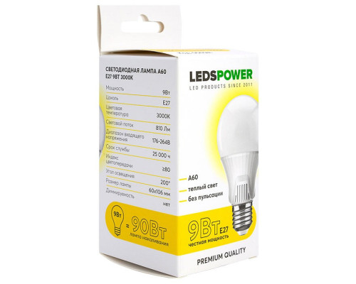 Лампа светодиодная LEDS POWER A60 006581