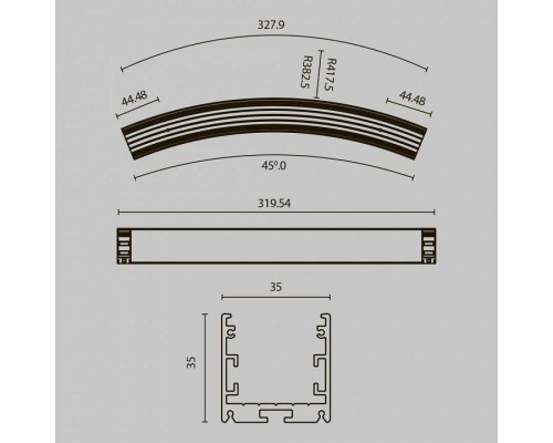 Профиль накладной Maytoni Led strip ALM-3535R-B-D-45°-0.8M