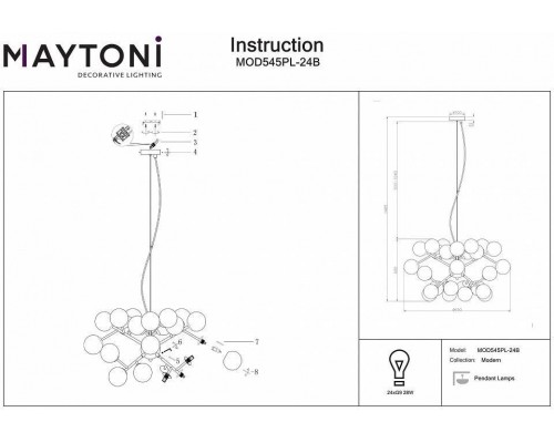 Подвесная люстра Maytoni Dallas MOD545PL-24B