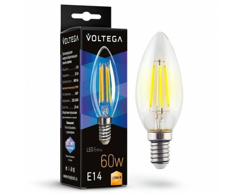 Лампа светодиодная Voltega Candle 6W E14 6Вт 2700K 7197