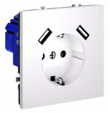 Розетка с заземлением и со шторкой и 2хUSB type A, без рамки Voltum S70 VLS040402