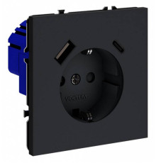 Розетка с заземлением и со шторкой и 2хUSB type A и C, без рамки Voltum S70 VLS040507