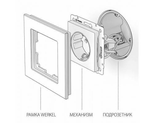 Розетка с заземлением, без рамки Werkel графит рифленый W1171004