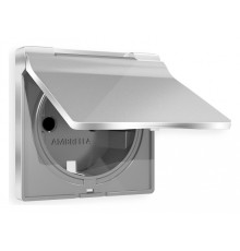 Накладка для розетки влагозащищенной с заземлением и со шторками с крышкой Ambrella Volt Quant AP4080