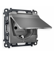 Розетка с заземлением и со шторкой, без рамки с крышкой Ambrella Volt Quant MA658010