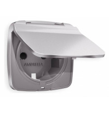 Накладка для розетки влагозащищенной с заземлением и со шторками с крышкой Ambrella Volt Quant OP5080