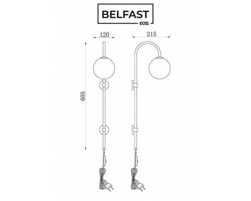 Бра Belfast Bryson 85043-1W BR MT