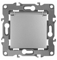 Розетка с заземлением и со шторкой, без рамки с крышкой Эра Эра 12 12-2103-03