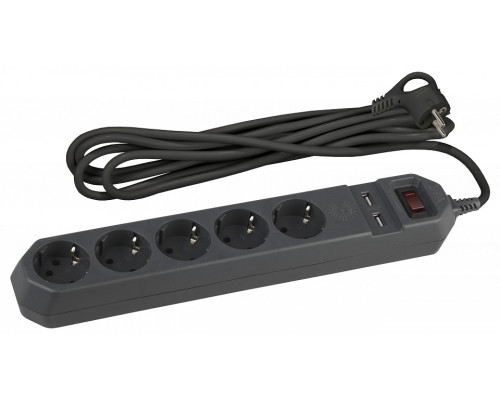 Удлинитель с выключателем Эра  USF-5es-1.5m-USB-B