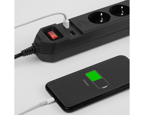 Удлинитель с выключателем Эра  USF-5es-1.5m-USB-B
