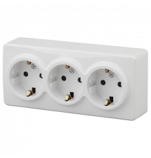 Розетка тройная с заземлением и со шторками Эра Эра Эксперт 11-2209-01