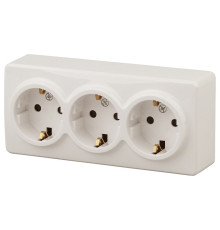 Розетка тройная с заземлением и со шторками Эра Эра Эксперт 11-2209-02