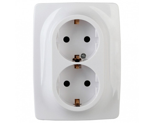 Розетка двойная с заземлением Эра Эра 12 12-2116-01