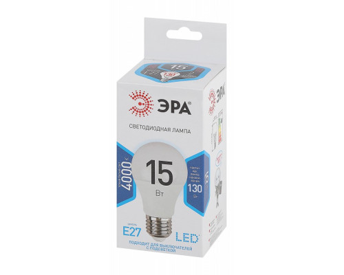 Лампа светодиодная Эра Стандарт LED A60-15W-840-E27