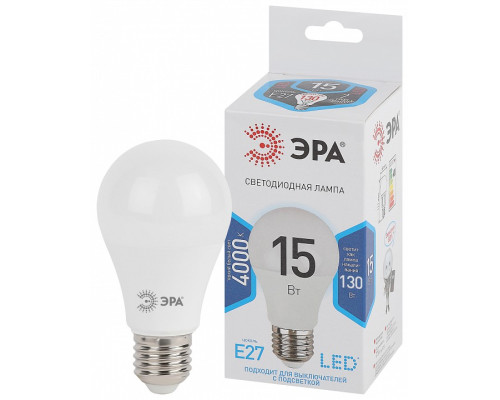 Лампа светодиодная Эра Стандарт LED A60-15W-840-E27