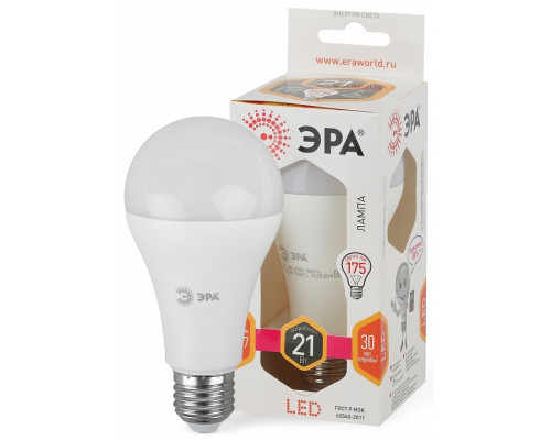 Лампа светодиодная Эра Стандарт LED A65-21W-827-E27