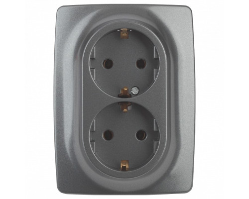 Розетка двойная с заземлением и со шторкой Эра Эра 12 12-2108-12