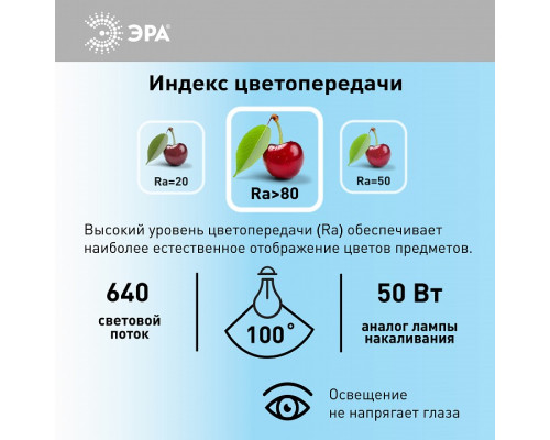 Лампа светодиодная Эра  LED MR16-8W-12V-860-GU5.3