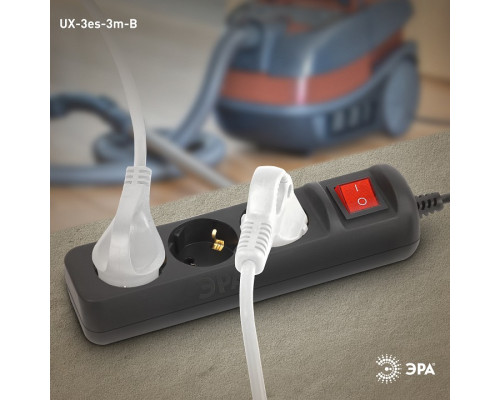 Удлинитель с выключателем Эра  UX-3es-3m-B