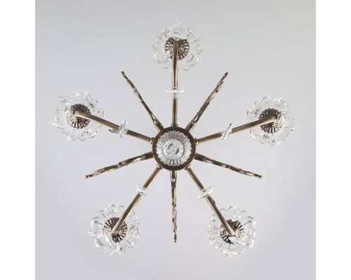 Подвесная люстра Eurosvet Elisha 3281/5 античная бронза прозрачный хрусталь Strotskis 3281/5