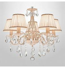 Подвесная люстра Eurosvet Amelia 5 ламп белый с золотом хрусталь Strotskis 10054/5