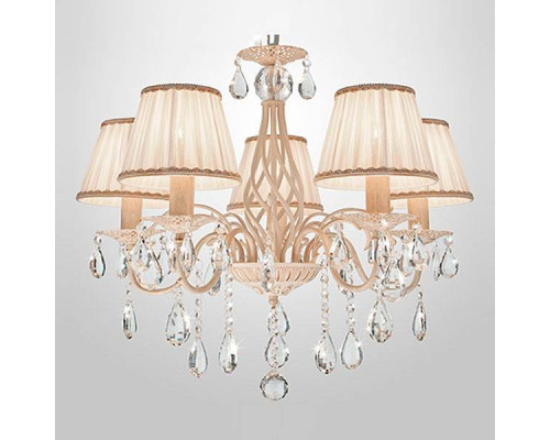 Подвесная люстра Eurosvet Amelia 10054/5 белый с золотом хрусталь Strotskis 10054/5