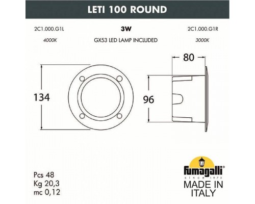 Встраиваемый светильник Fumagalli Leti 2C1.000.000.WYG1L