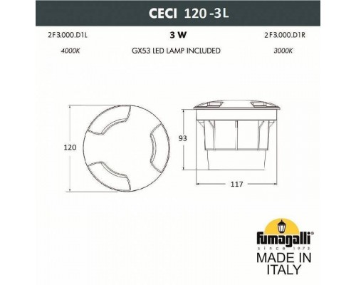 Встраиваемый в дорогу светильник Fumagalli Ceci 2F3.000.000.LXG1L