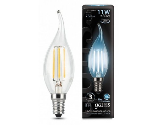 Лампа светодиодная Gauss LED Filament E14 11Вт 4100K 104801211