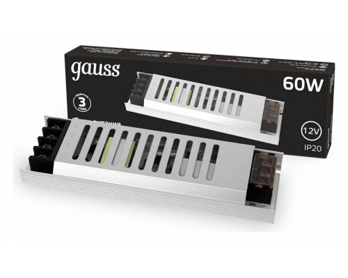 Блок питания Gauss 12V 60W IP20 202001060