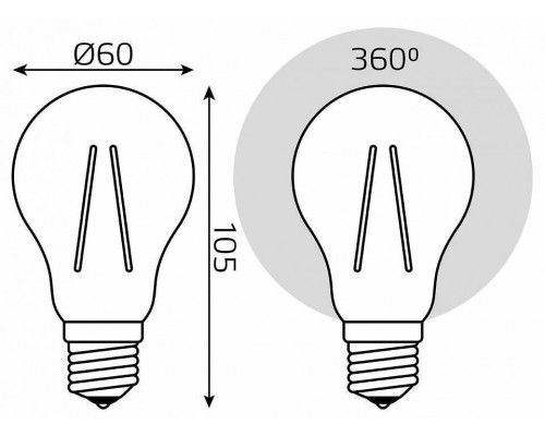 Лампа светодиодная Gauss Filament Elementary E27 9Вт 4100K 22229