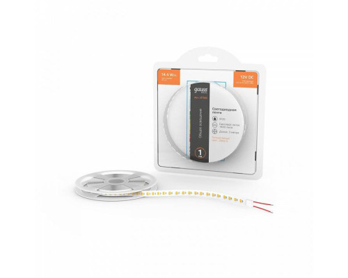 Лента светодиодная Gauss Basic 14.4 Вт/м 12 В IP65 4000 К 5 м BT082