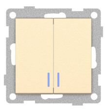 Выключатель двухклавишный с подсветкой без рамки Gusi Electric UGRA С11В28-027
